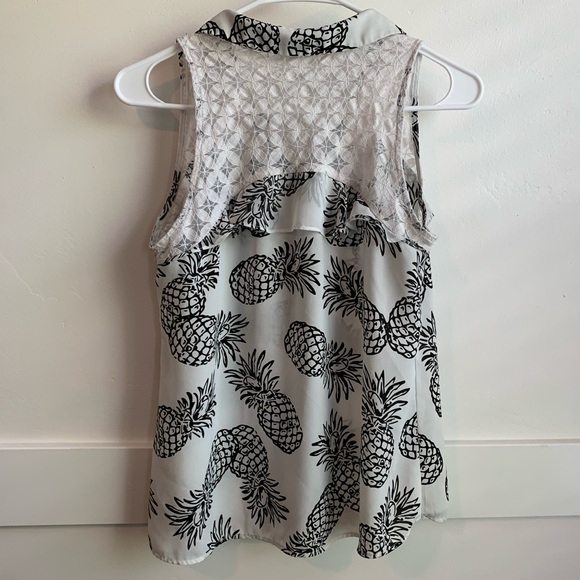 Candies White & Black Pineapple Sleeveless Blouse - Picture 2 of 4